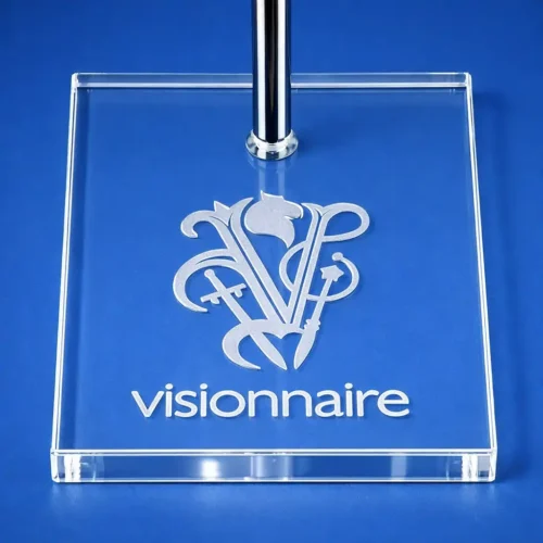 Espositore Borse PLEXIGLAS di Lusso con base cristallina ad alto spessore incisa