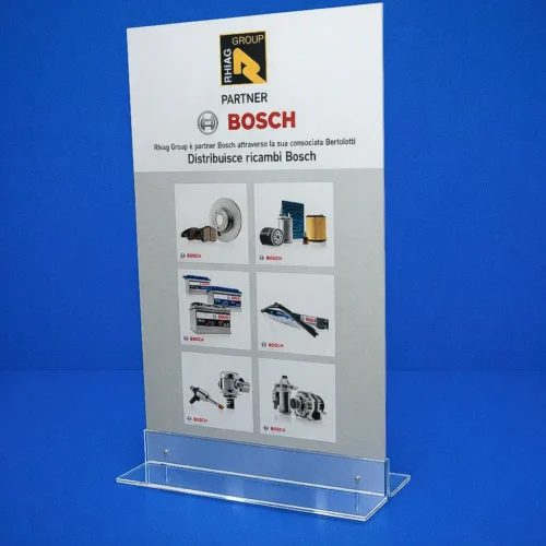 Totem pubblicitario bifacciale BOSH base in PMMA
