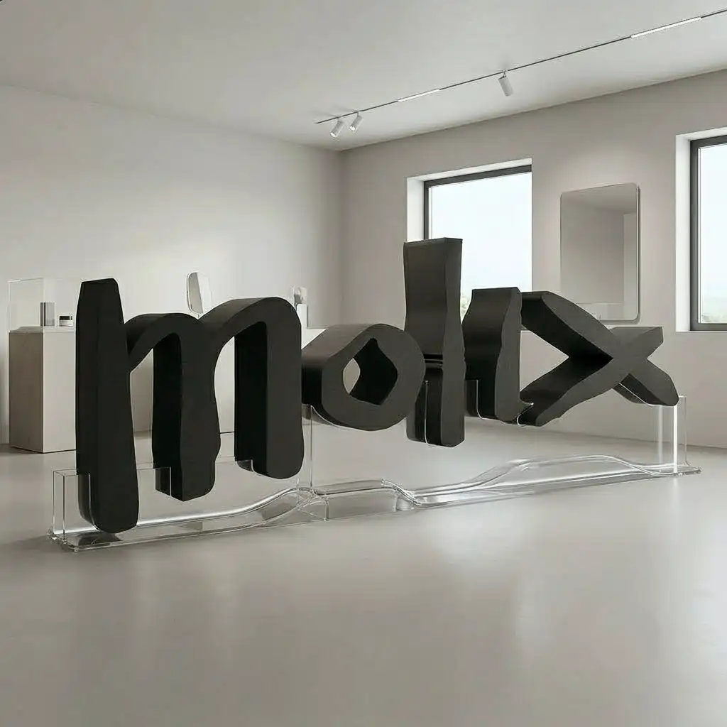 Lettere polistirolo verniciato Molix fissare su supporto plexiglas trasparente