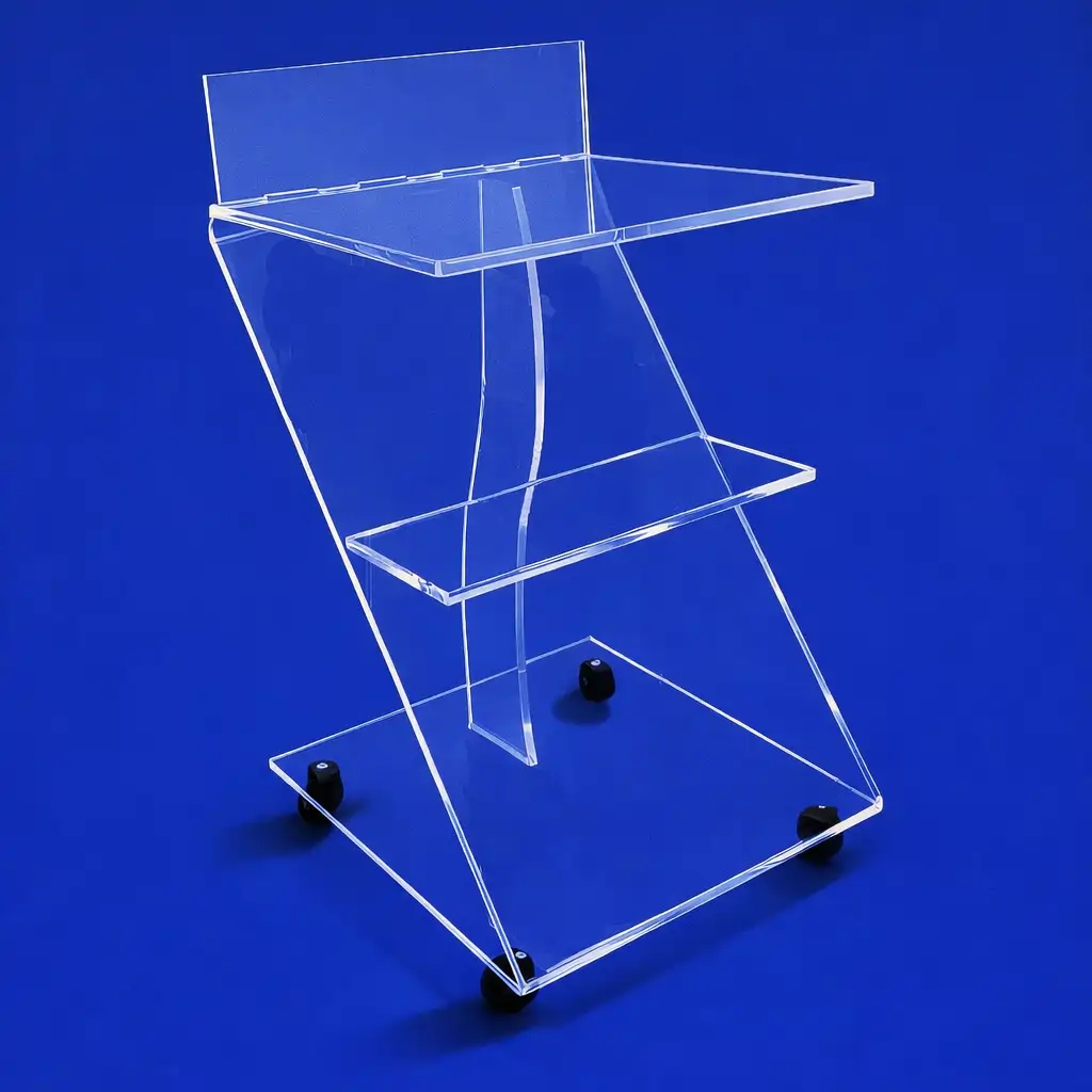 Carrello in plexiglass per dispositivi medicali