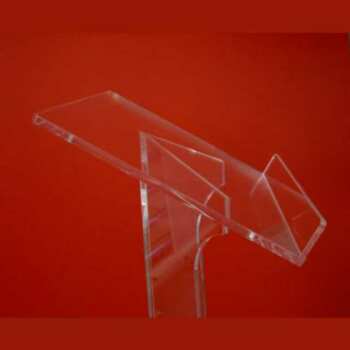 Leggio plexiglass da terra colonna angolare in plexiglass realizzato in trasparente luminoso da 10 mm. La sua forma è raffinata e slanciata