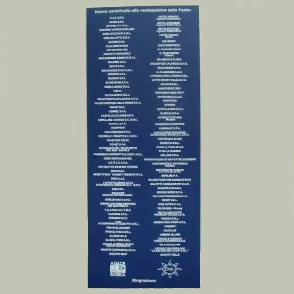 Cartello PVC colorato scritte PVC bianco fondazione AGEOP