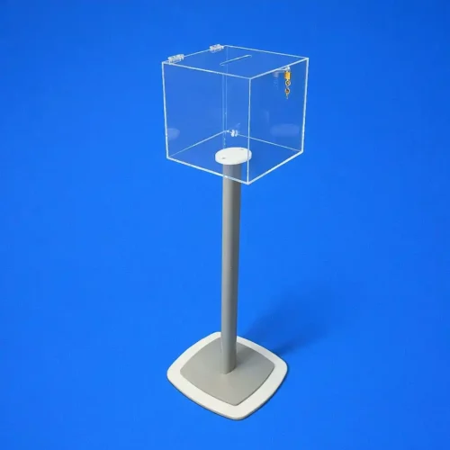 Urna plexiglass su piedistallo con lucchetto